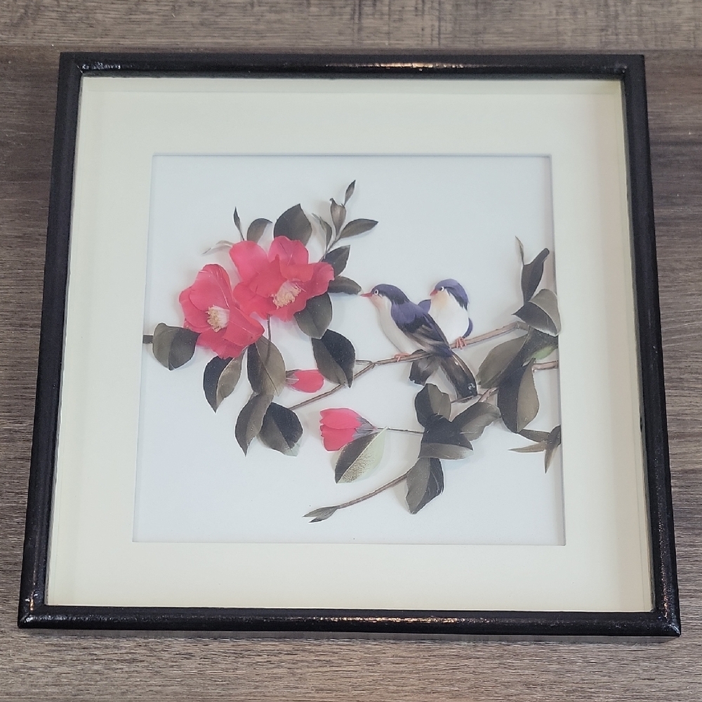 Vintage Asian Feather Art 3D Wall Art